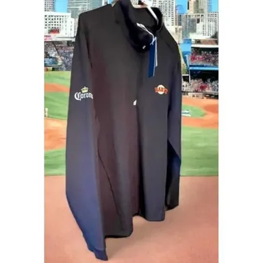 MLB Baseball Shirt GIANTS & Corona Beer Cutter & Buck Mens L Black Half Zip NWT