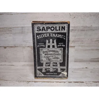 Vintage Sapolin Silver Enamel Decorative Gilding Paint Box No 101 EMPTY