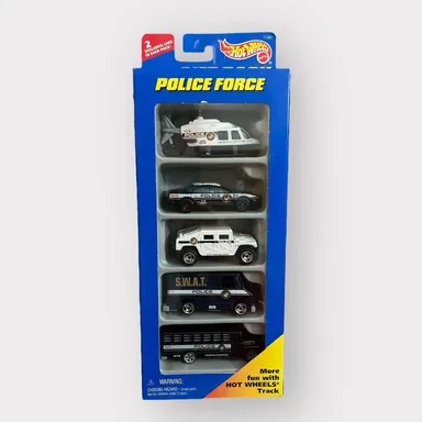 0290 Hot Wheels MIB Gift 5-Pack Police Force Sealed SWAT Helicopter Hummer Cops Vintage Diecast Car