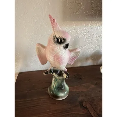 Vintage Pink Cockatoo California Pottery Midcentury Figurine 1950’s