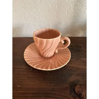 Franciscan Pottery Coronado Gloss Coral Demi Cup/Saucer Set