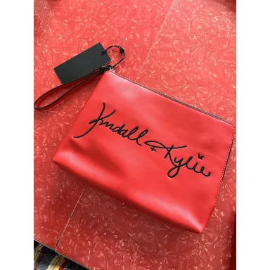 Kendall &. Kylie Large Red Cosmetic Pouch, Wristlet Handbag