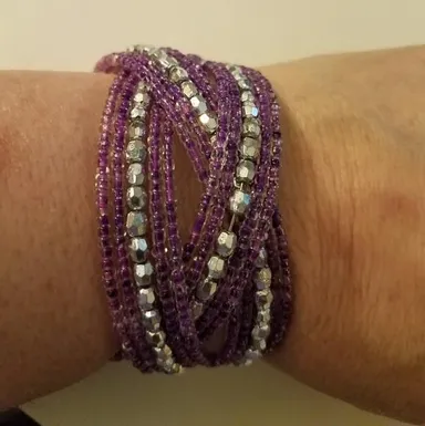 Purple sparkle cuff bracelet