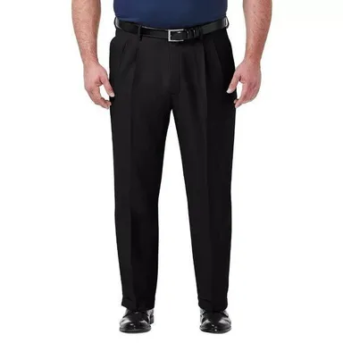 Haggar Premium Comfort Classic Fit Men's Size 58x30 Black Pleated Dress Pants