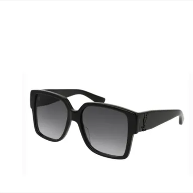 SAINT LAURENT YSL Logo Black on Black Bold Rectangular Unisex Sunglasses