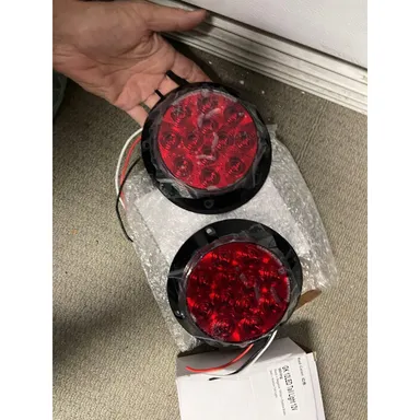 2pc 4" Round Red LED Trailer Tail Lights