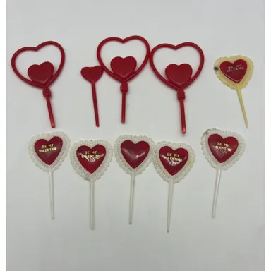 Vintage Valentine's Day Cake Topper Picks Lot Of 10 Cupcake Toppers