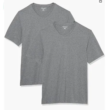 Amazon Essentials Men's Slim Fit Dk Gray V Neck T-Shirt, XL