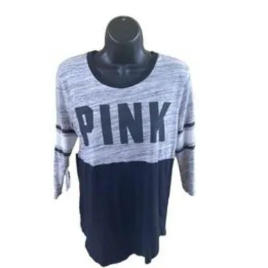 Victoria's Secret PINK Gray/Black 3/4 Sleeve T-Shirt - Size XS