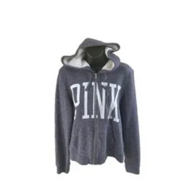 Victoria's Secret PINK Nation Full Zip Hoodie Sweatshirt Gray M