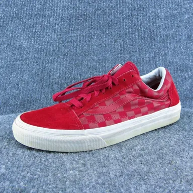 VANS Skateboarding Men Sneaker Shoes Red Leather Lace Up Size 7.5 Medium