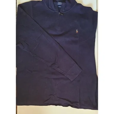 Polo Ralph Lauren 1/4 Zip Sweater Men's 3XB Big Blue Estate Rib Shirt Cotton