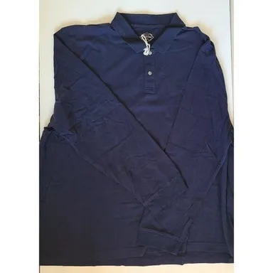 St Johns Bay Legacy Polo Shirt Mens 2XL Navy Blue Solid Long Sleeve Super Soft