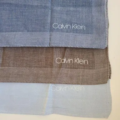 Calvin Klein Handkerchief Pocket Square 21" Classic Solid Blue Brown set of 3