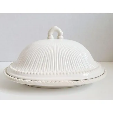 Lenox White Butlers Pantry Covered Lidded Oval Shaped Serving Butter Dish *Read*