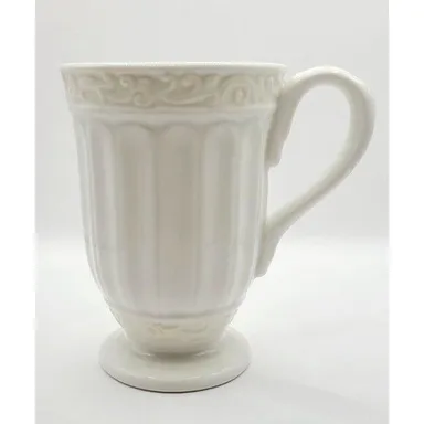 Lenox Butler's Pantry Footed Pedestal Latte Coffee Mug Large Heavy Cup Scrolled