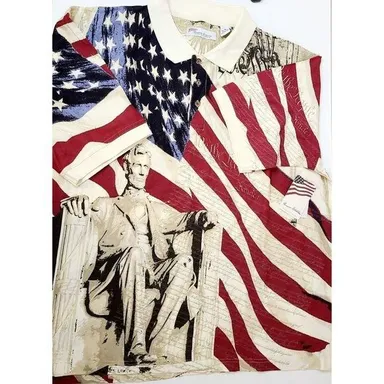 American Summer Men's XL Short Sleeve Polo Lincoln USA We the People Sears Vtg