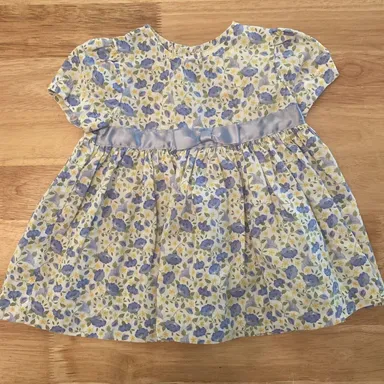 Vintage Baby Girl Dress 12 Months Baby Togs RN 16954 Delicate Blue Flowers/Bow