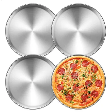 Pizza Pan 12 Inch,4 Pack Stainless Steel Pizza Tray Dishwasher and Microwave ...