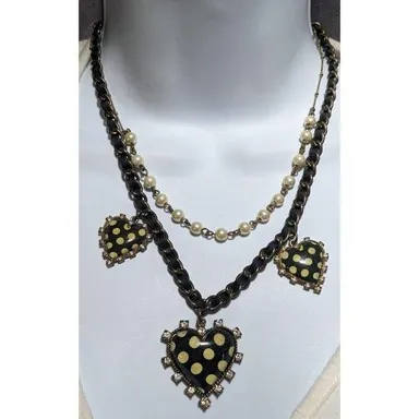 Vintage Betsey Johnson Triple Heart First Date Necklae
