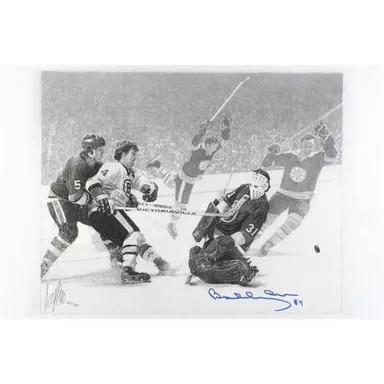 Bobby Orr Signed Bruins LE "The Flying Goal" 12x18 Lithograph #/300 (Orr COA)
