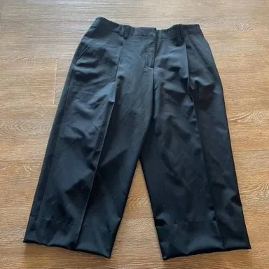 LAFAYETTE 148 Petite Wide Leg Cropped Black Trouser 8 Medium
