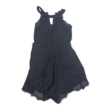 MATERIAL GIRL NWT Black XS Extra Small Lace Cutout Romper Zip Back Shorts