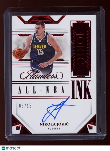 2022-23 Panini Flawless Nikola Jokic All NBA Ink Auto Denver Nuggets Ruby /15