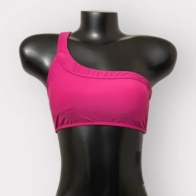 Fortune Swimwear NEW One-Shoulder Swim Top sz Medium Pink Pomegranate Asymmetric