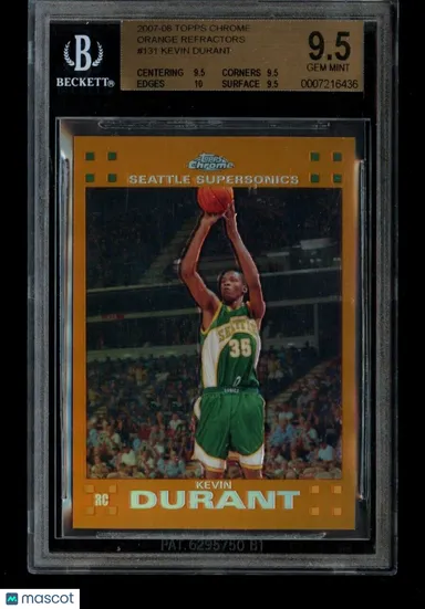 2007-08 Topps Chrome Kevin Durant /199 Orange Refractor Rookie #131 BGS 9.5 RC