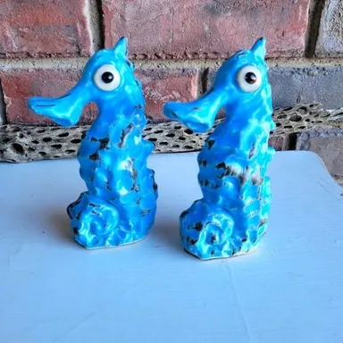 Vintage MCM Rare Studio Pottery Anthropomorphic Seahorse Figurines - Kitschy