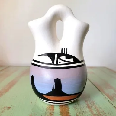Vintage Navajo Native American Handpainted Wedding Vase