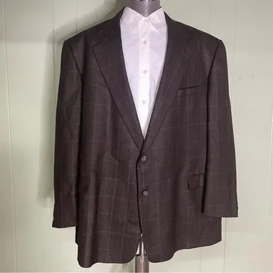 Burberry London Brown Plaid Wool Sport Coat Blazer Jacket Men’s Size 54L