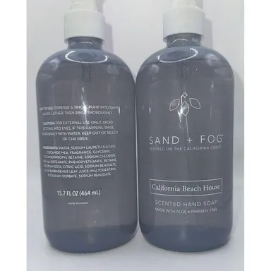 (2) Sand & Fog California Beach House Scented Hand Soap With Aloe 15.7 fl oz NEW