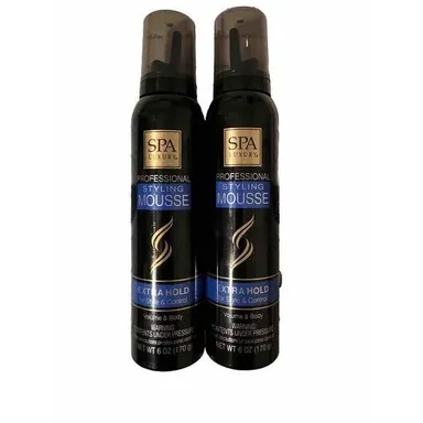 2 SPA LUXURY STYLING HAIR STYLING MOUSSE EXTRA HOLD VOLUME BODY CONTROL 6oz