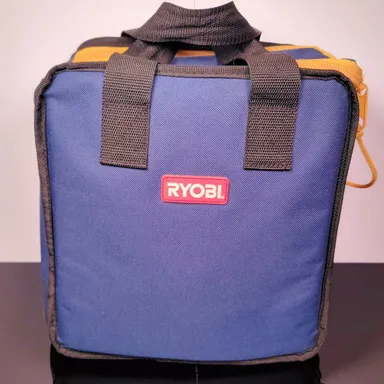 Vintage Ryobi TOOL Pouch CASE 10" x 6" x 8" Carry Bag Blue Yellow Zipper NICE