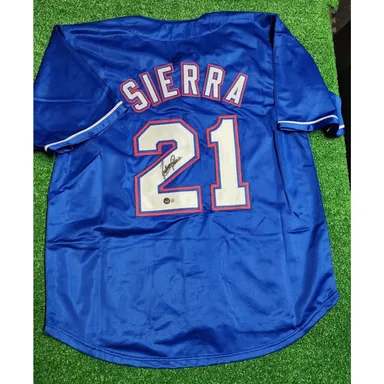Ruben Sierra Texas Rangers Autographed Signed Custom XL Jersey Beckett Certified