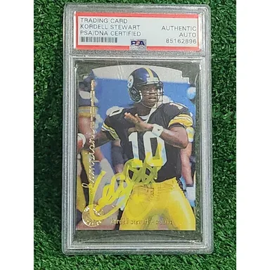 1995 Autographed CHAMPIONSHIP KORDELL STEWART "DIE-CUT" RC #36 STEELERS PSA Auto