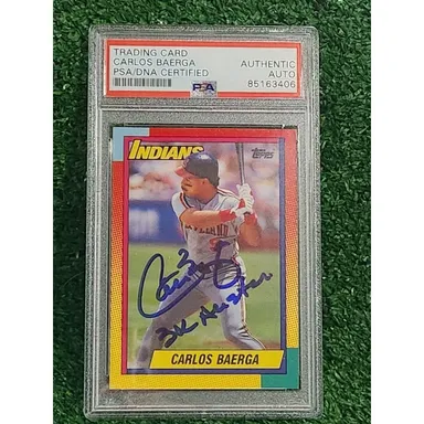 Carlos Baerga 1990 Topps Traded Rookie Indians Baseball Card #6T PSA Auto