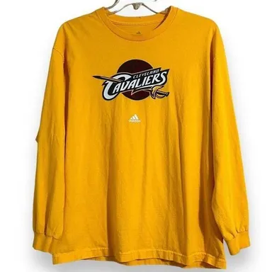 Adidas Cleveland Cavaliers Shirt Mens XL Yellow Long Sleeve NBA Basketball Adult