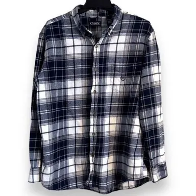 Chaps Ralph Lauren Shirt Mens XL Plaid Blue Short Sleeve Button Down Pocket
