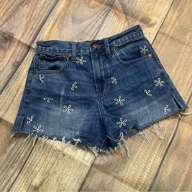 Madewell Daisy Embroidered Denim Shorts size 25