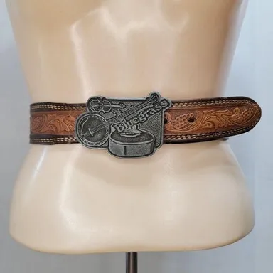 Leather Belt w/ Bluegrass Metal Buckle 40.5" Long