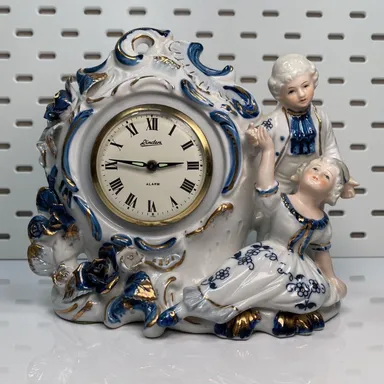 #0433 Linden Clock (Japan) Victorian Man And Woman Alarm NEEDS REPAIR?