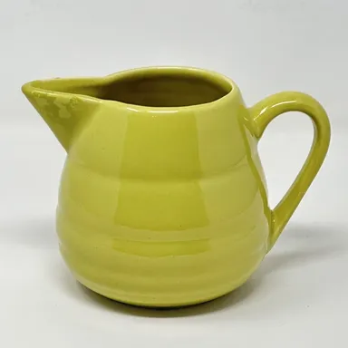 Bauer Pottery Modern Beehive Pitcher Yellow Green 4” Tall Vintage