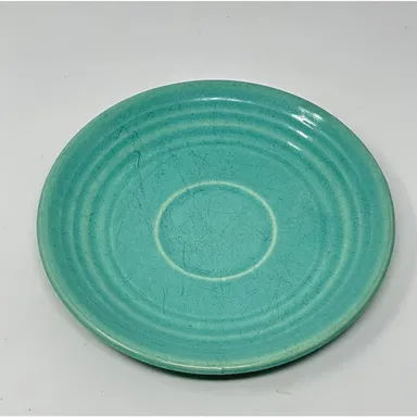 Bauer Pottery Ringware Small Cup Saucer Plate Green Turquoise Vintage
