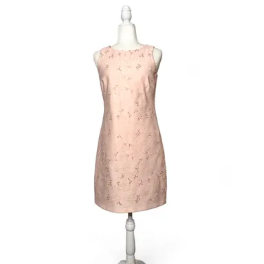 Eliza J Eyelet Embroidered Sleeveless Shift Dress Pink Size 2