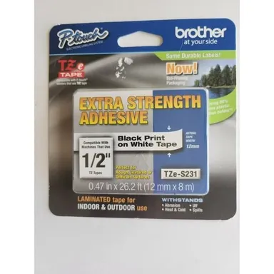 Brother Genuine P-touch TZe-S231 Tape, 1/2"  Wide Standard Laminated Tape B3
