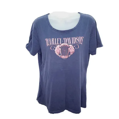 Harley Davidson Navy Blue Short Sleeve  T- Shirt  Buds Evansville , IN Size  XL