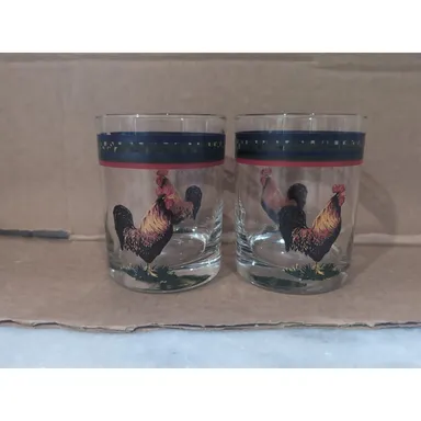 International Tableworks Rooster High Ball Glass, Set of 2, Farmhouse Glassware